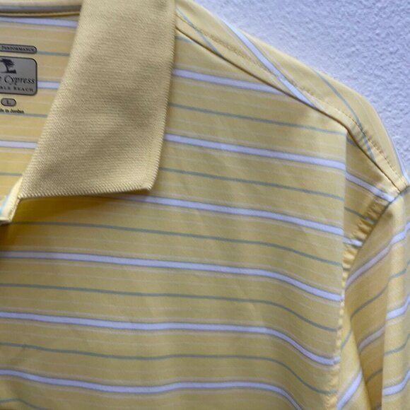 Lone Cypress by Pebble Beach Yellow Stripe Men’s Golf Polo Size Large - Picture 4 of 10